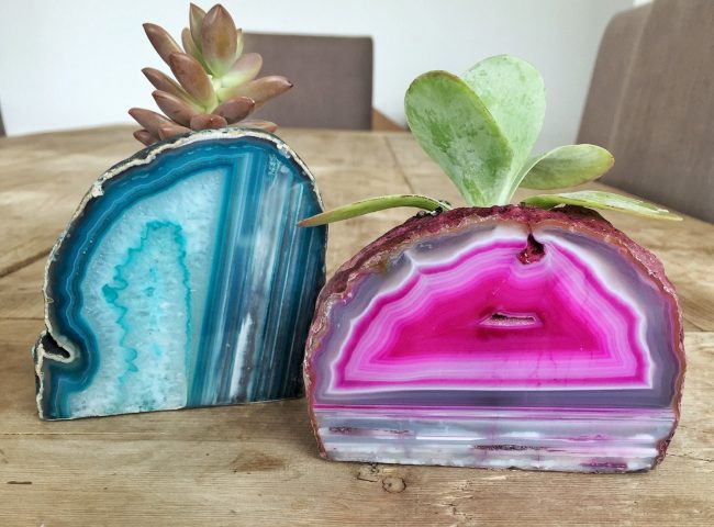 Agate planters from LucentHomeDecor.