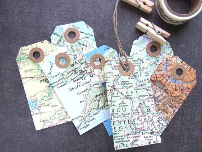 Map tags for a travel theme wedding or event from CatchSomeRaes