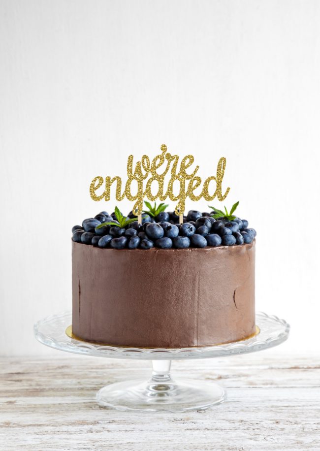Engagement glitter cake topper from JackOfNone