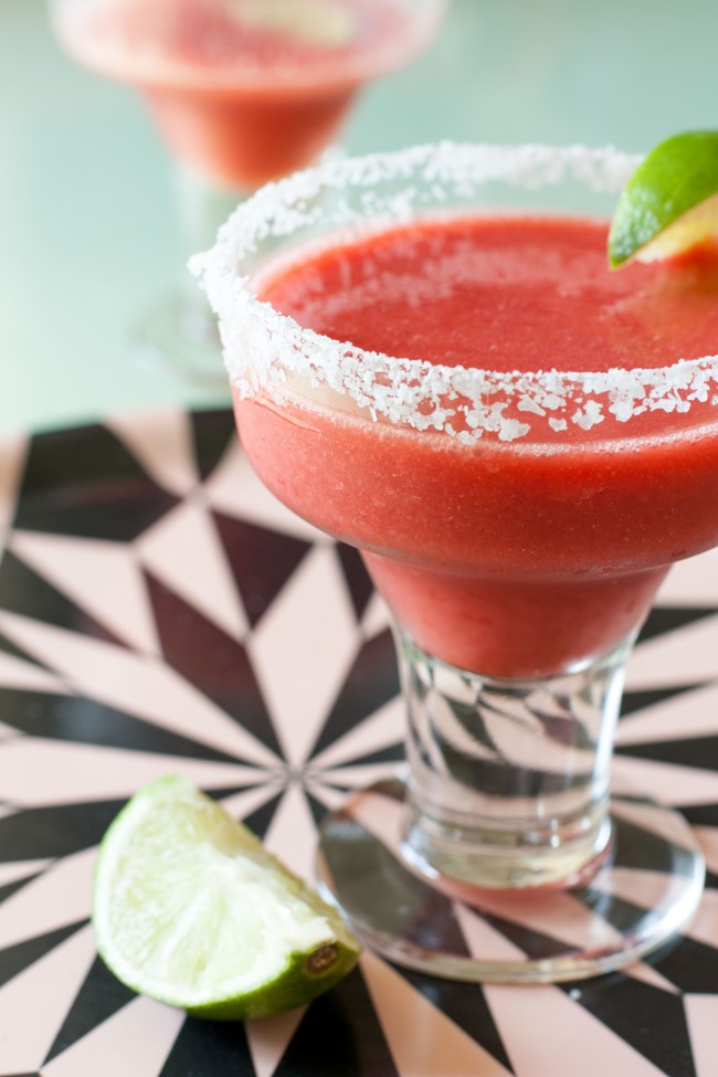 Frozen Strawberry Margarita (And How to Get the Salt to Stick to the Rim)