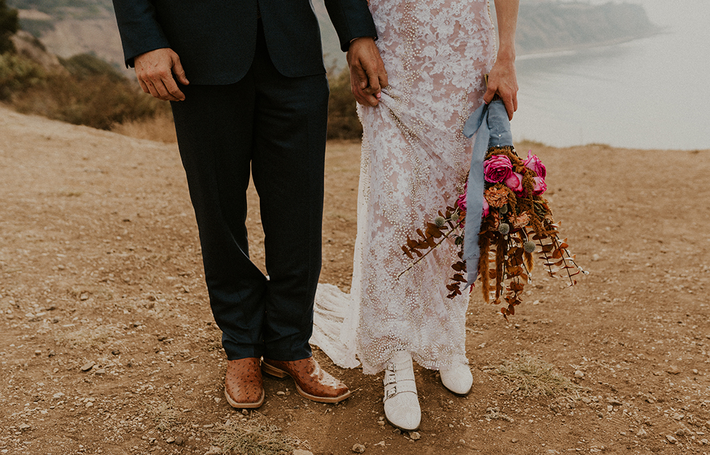 bride groom boots at bluff cove trail