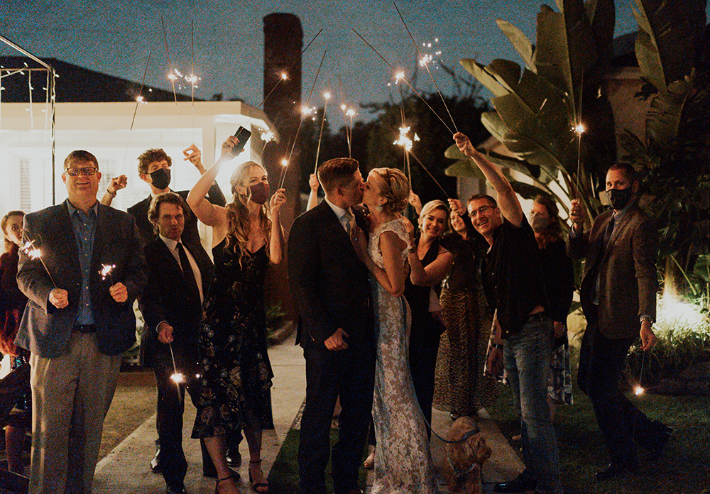 small wedding with sparklers