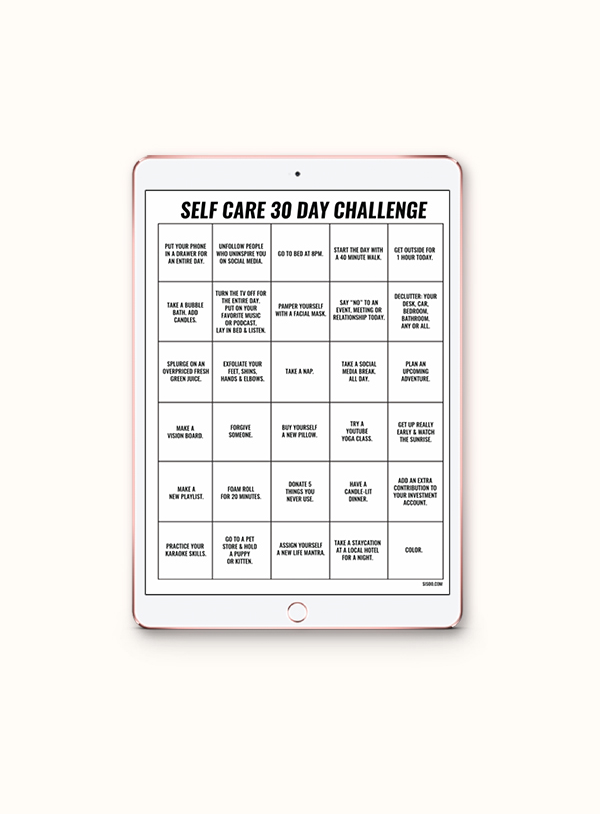 free self care challenge printable