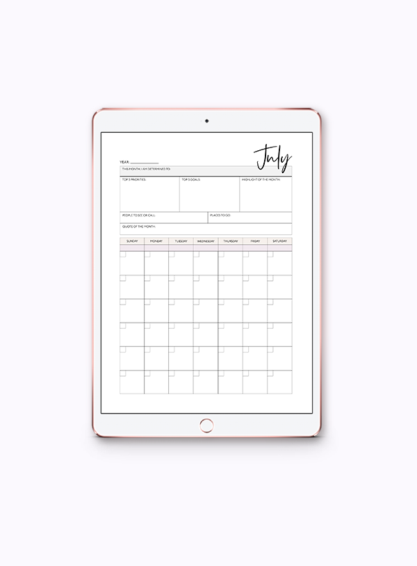 free monthly planner with calendar view printable