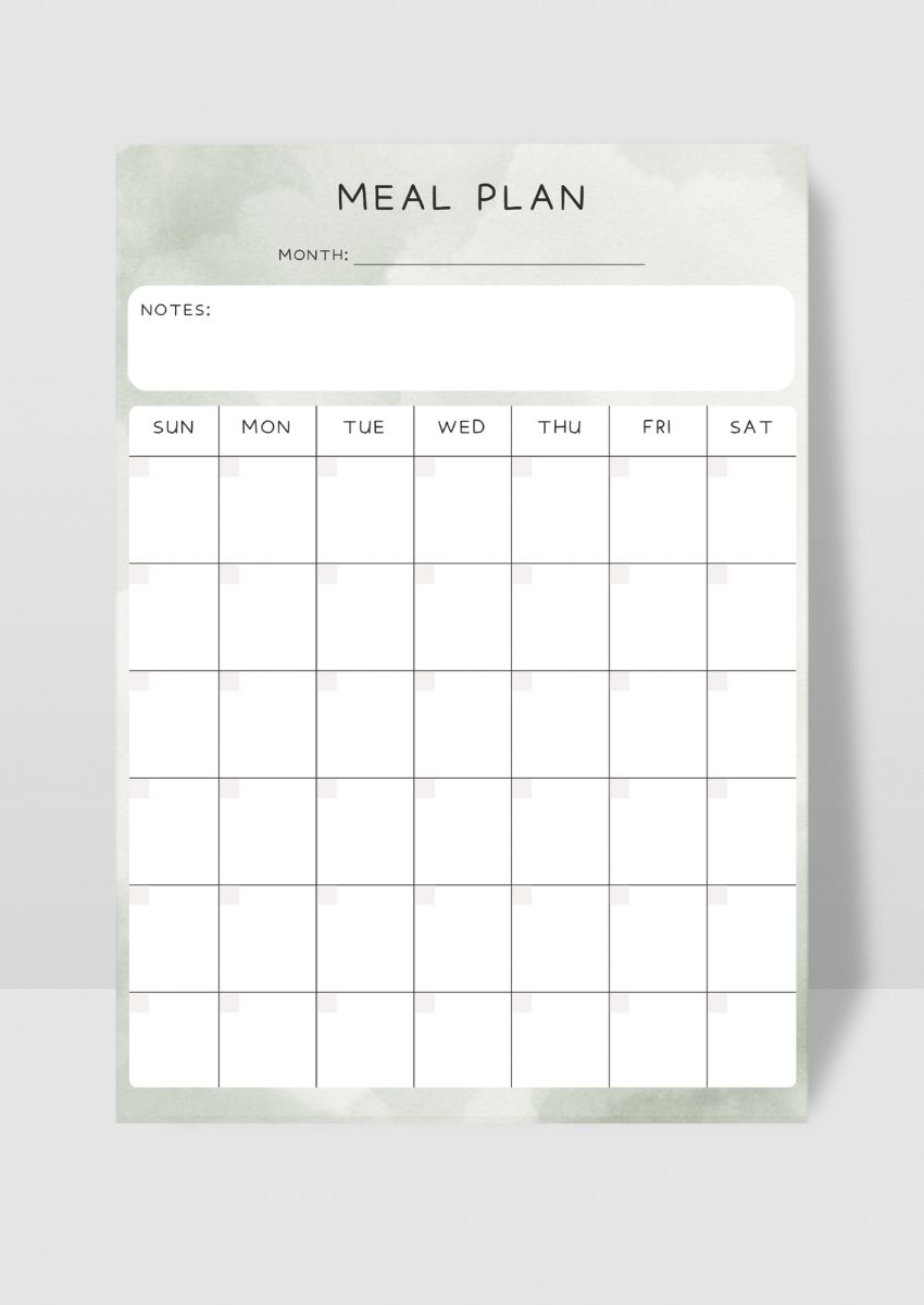 monthly meal plan printable