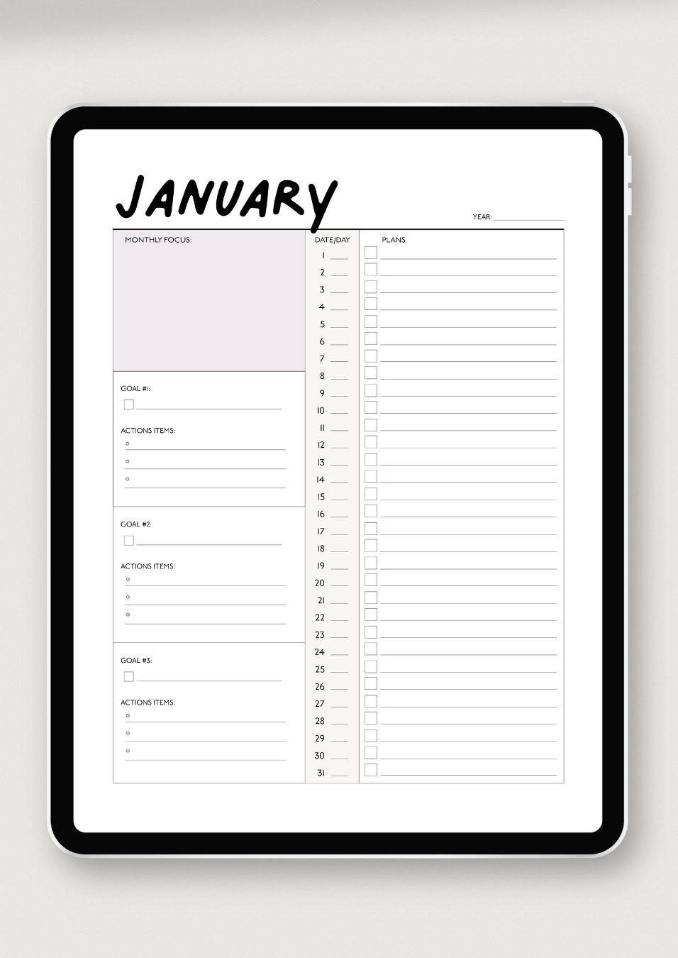 free monthly planner printable or digital planner