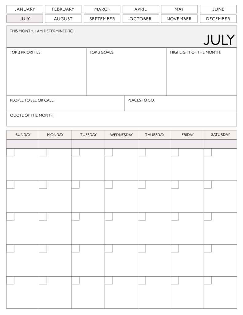 Free Digital Calendar Planner for iPad