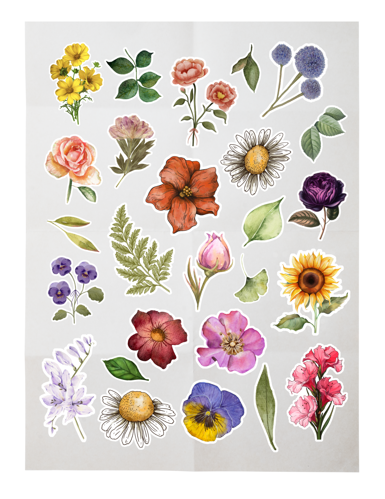 vintage flower stickers