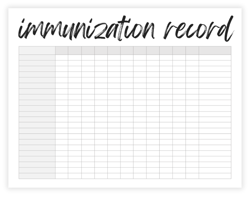 immunization record printable