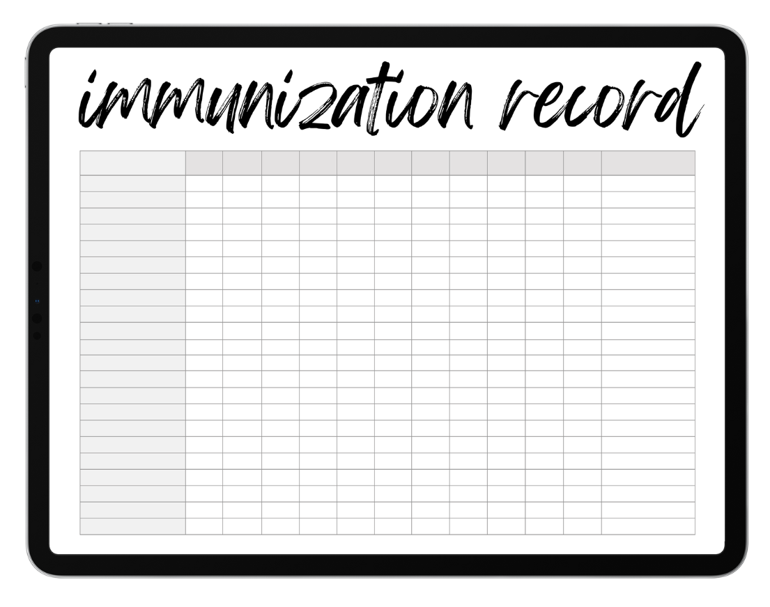 immunization record printable